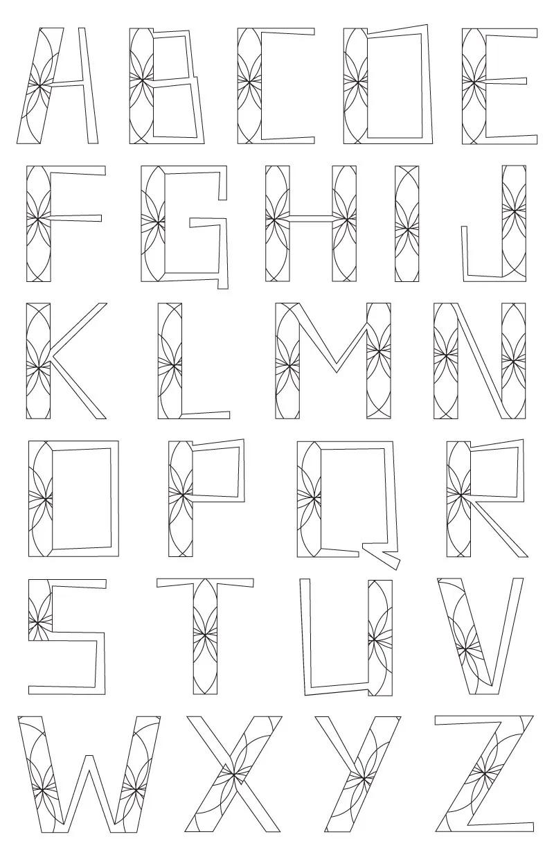The outline of the alphabet